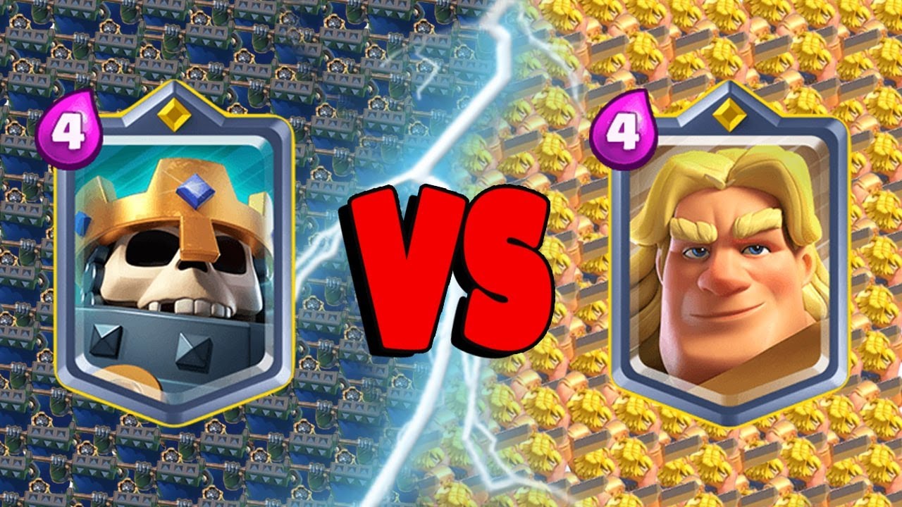 SKELETON KING Vs GOLDEN KNIGHT - Clash Royale Battle