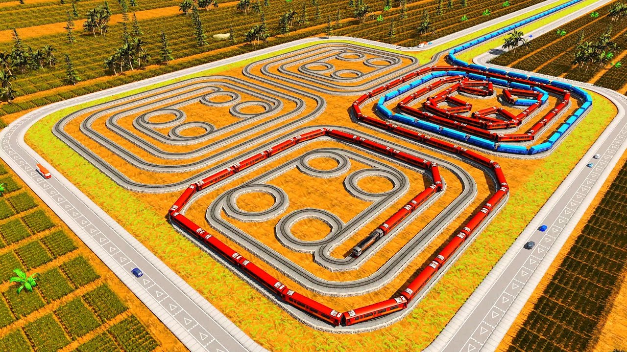 4 Rel Labirin Ekstrim Raksasa🚦Perjalanan Panjang Kereta Api Di Jalur Putar Balik Labirin🚂Trainz 2022