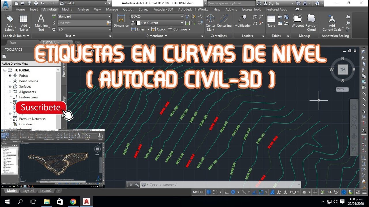 ETIQUETAS DE CURVAS EN NIVEL (curso de AUTOCAD CIVIL 3D) PARTE 03