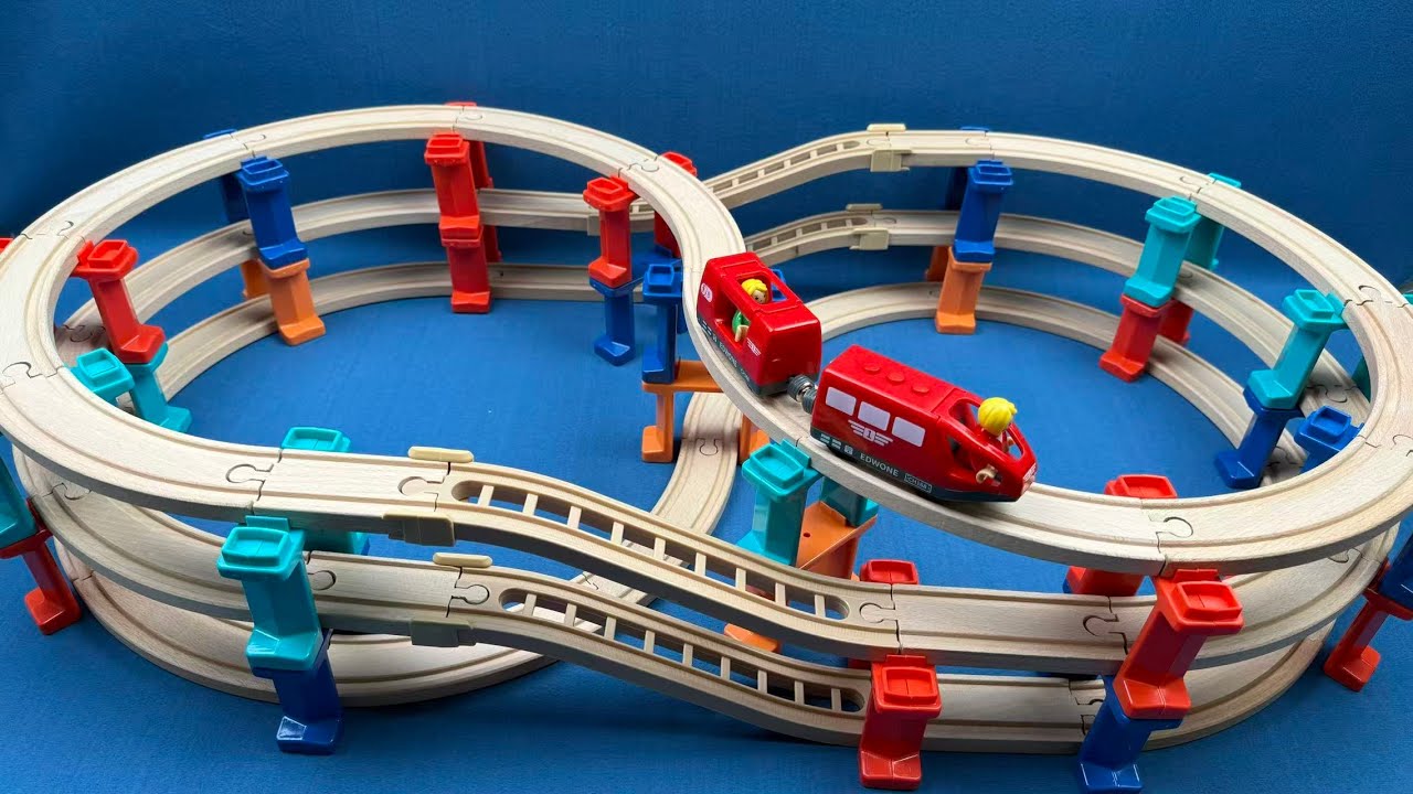 9 Minute Satisfying Electric Magnetic Train Wooden Track Car ASMR | Toy Review
