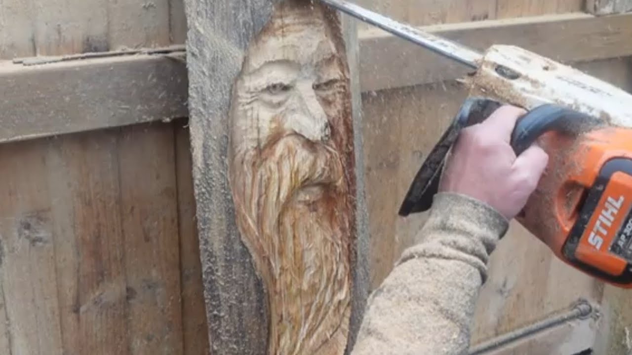How to Chainsaw Carve a Wood Spirit into a post