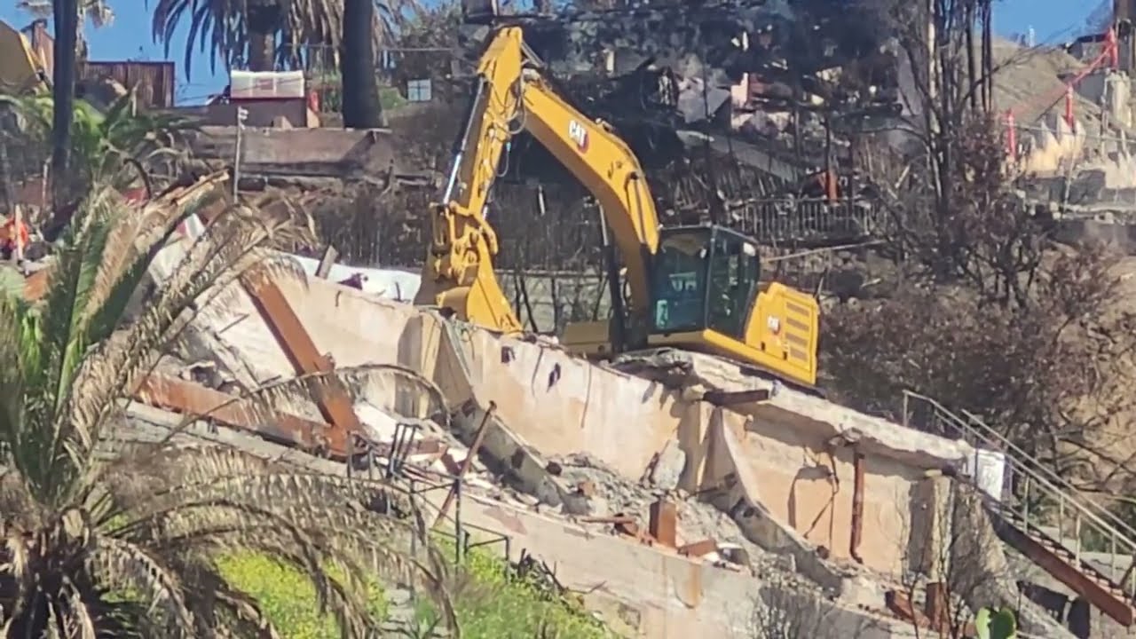 Wildfire Recovery Clean Up on Hillside above PCH in Malibu