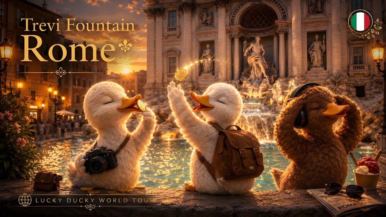 Lucky Ducky World Tour 🌍 Rome, Italy 🇮🇹 Coin Wishes at the Trevi Fountain (Over 2 Hours)