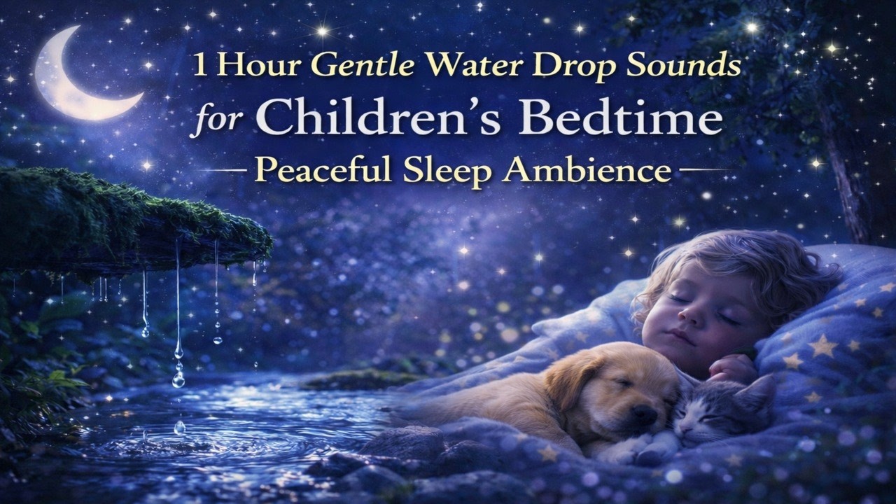 (NO AD) 1 Hour Gentle Water Drop Sounds for Children’s Bedtime | Peaceful Sleep Ambience