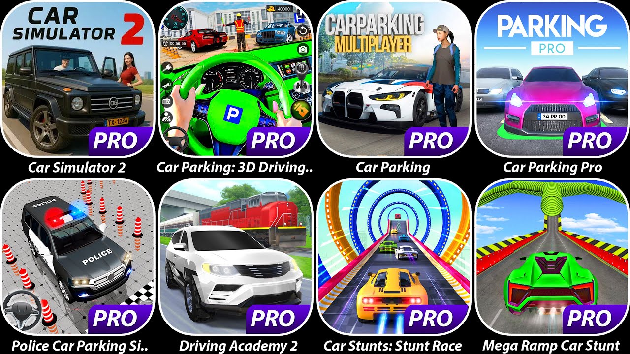 Car Parking Multiplayer,Car Simulator 2,Car Parking: 3D Driving,Car Parking Pro,Driving Academy 2