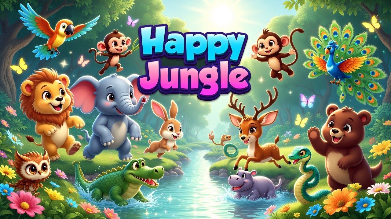 “Happy Jungle Animal Rhymes | Fun Songs for Kids” #junglestory #kids 