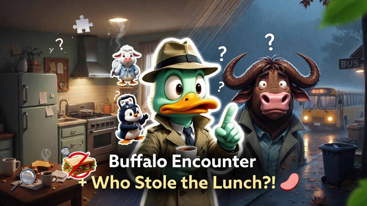 Duck Detective PART 5th 🦆 Kitchen Check & Bus Area | Buffalo Encounter & Who Stole the Lunch?!