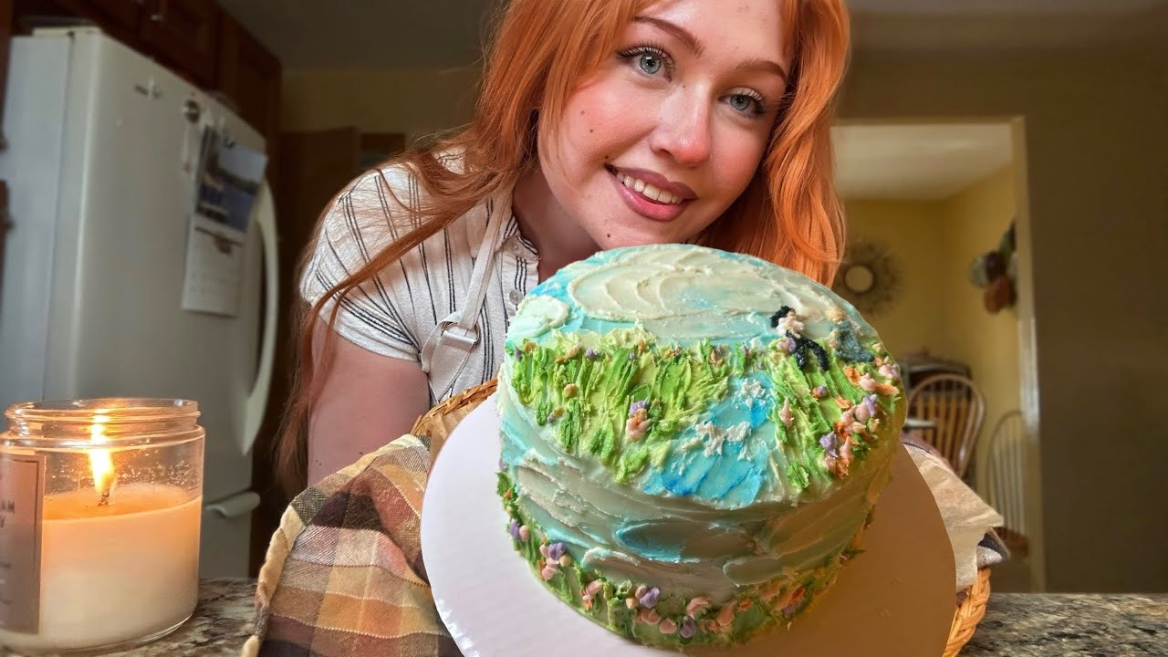 ASMR Bake & Decorate a Ghibli Cake With Me (Close Whispered Voiceover & Venting)