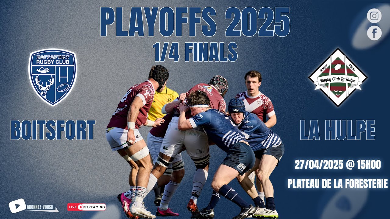 Playoffs 2025 - 1/4 finals - Boitsfort vs La Hulpe - Seniors I - Live (27-04-2025)