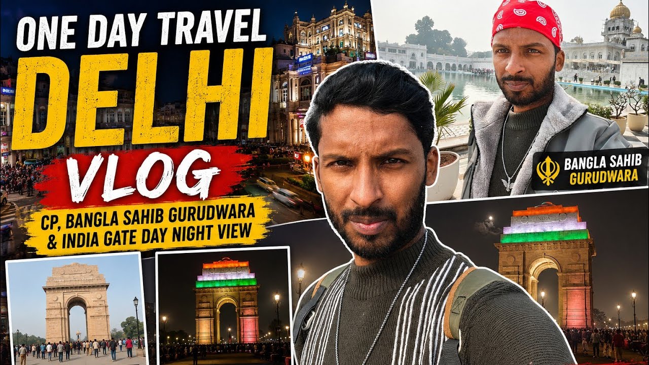 Delhi Day to Night Solo Walk | CP, Gurudwara & India Gate | First Vlog