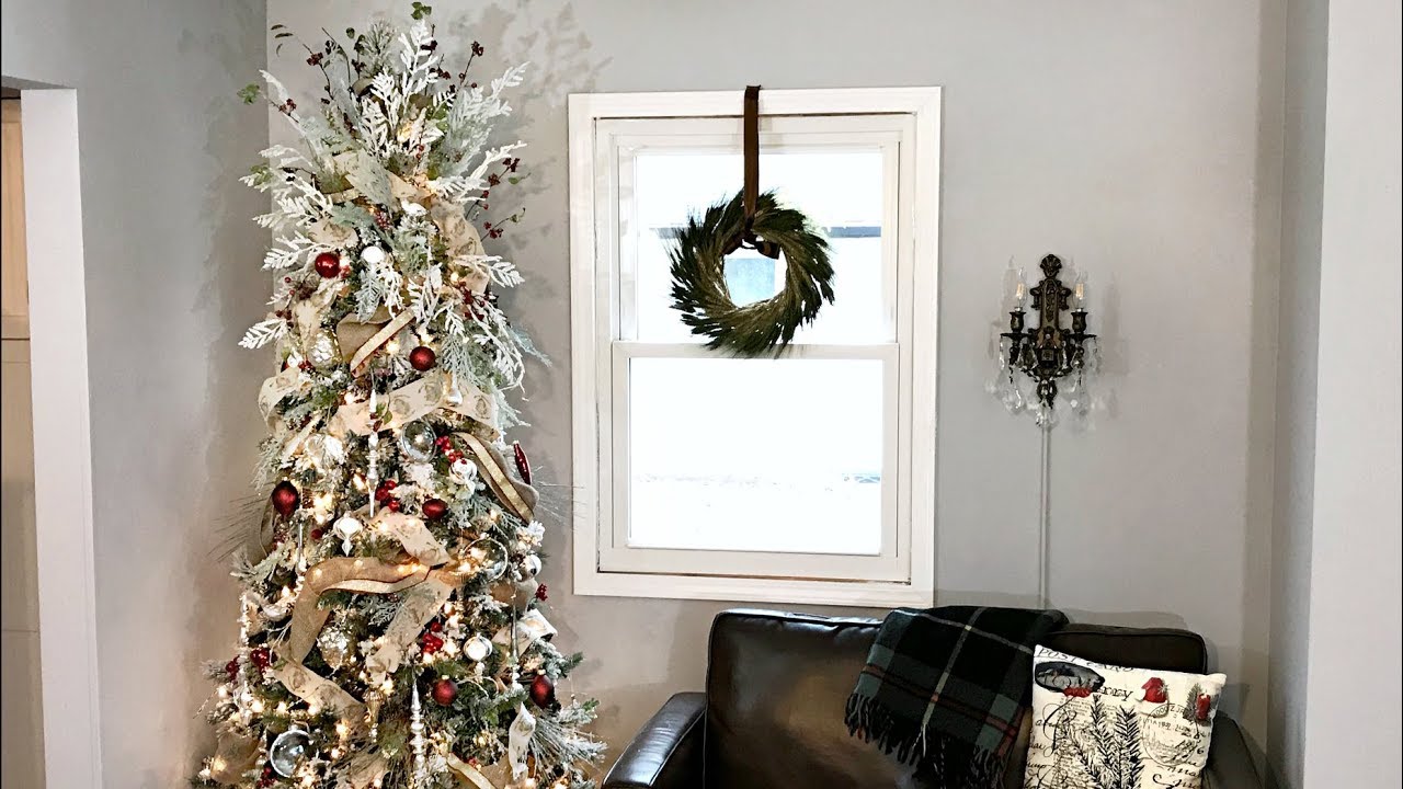 Flocked Burlap Christmas Tree - How To Decorate A Flocked Tree