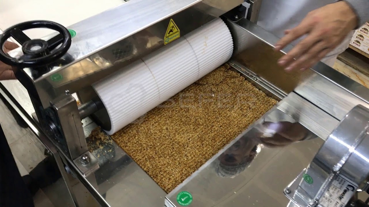 sweet sesame chips machine, snack sesame chips, tiny sesame bar shapes, sweet and sesame bar machine