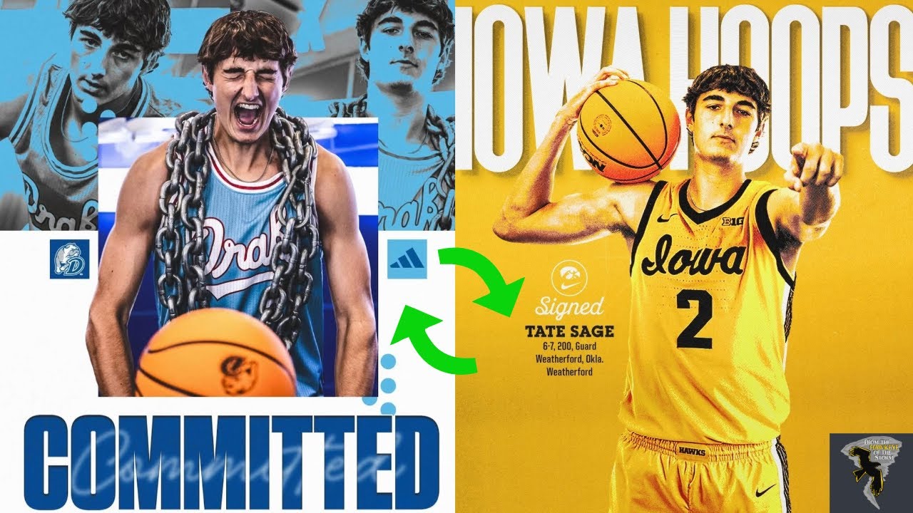 HIGHLIGHTS & ANALYSIS: Iowa Men's Basketball FLIPS former Drake signee Tate Sage | HAWKEYE HOOPS 🏀