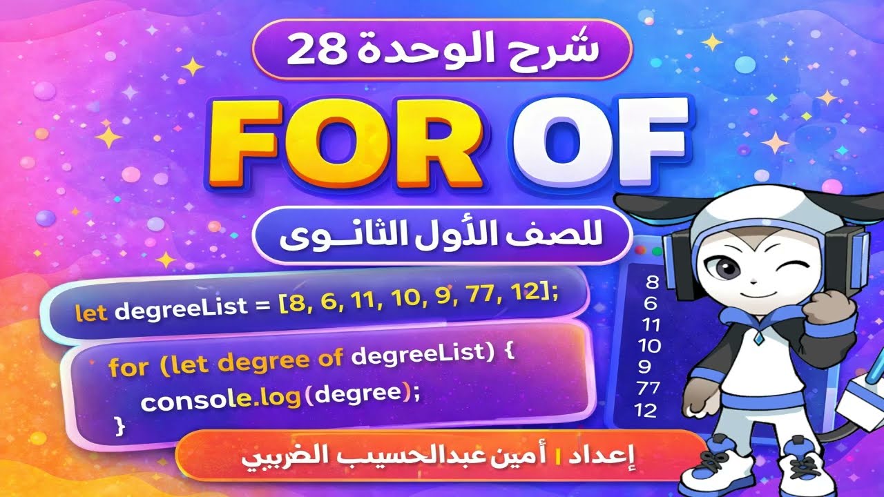 شرح كامل للوحدة 28 FOR    OF فى منصة QUREO للصف الاول الثانوى الترم التانى