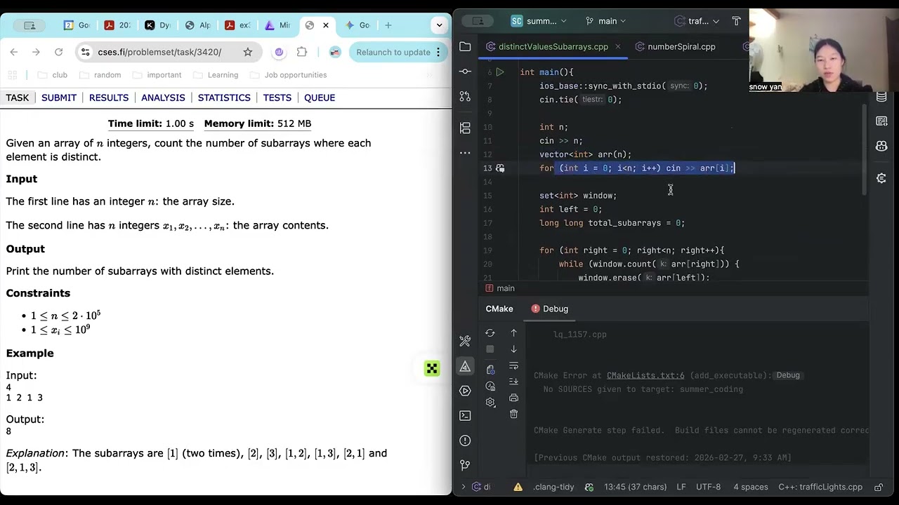 distinct values subarrays