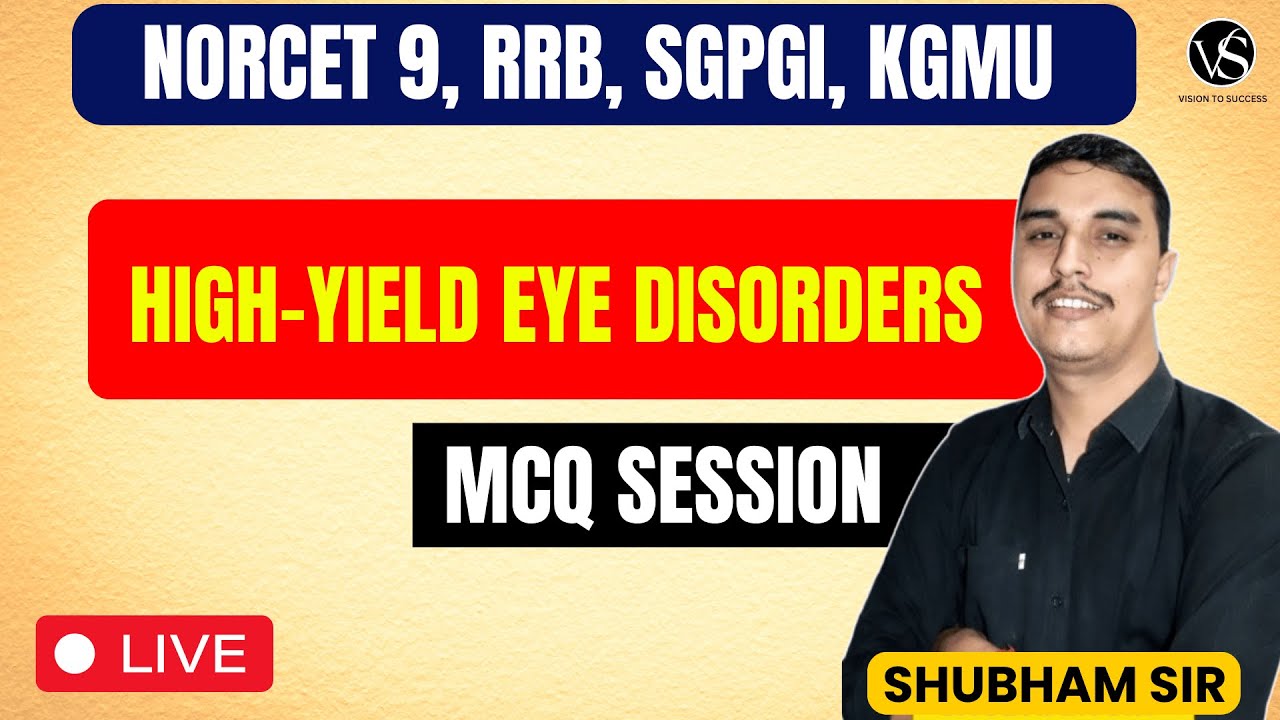 HIGH-YIELD EYE DISORDERS MCQ SESSION | NORCET 9, RRB, SGPGI, KGMU SPECIAL SESSION | BY SHUBHAM SIR