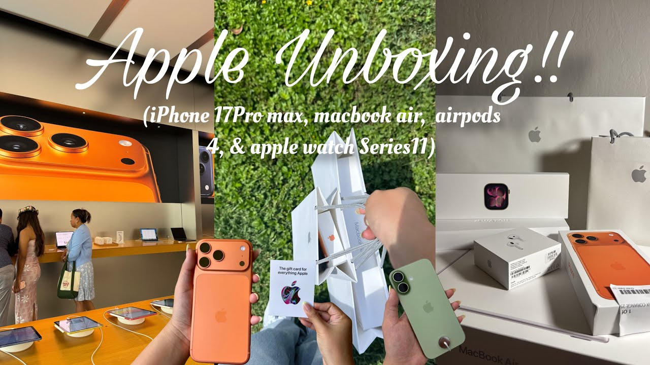 Apple ASMR UNBOXING! (iPhone 17Pro max, macbook air, airpods 4, & apple watch Series 11) 