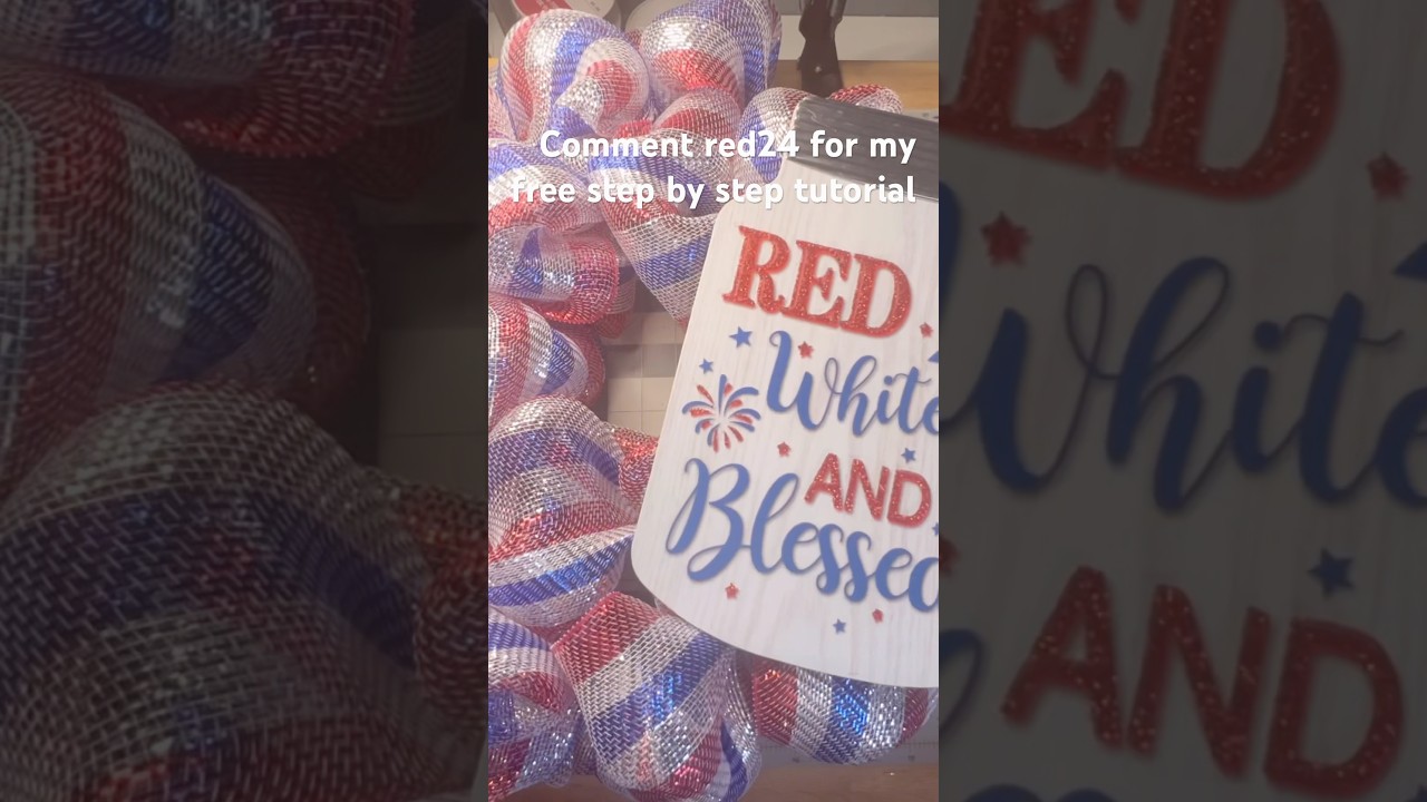 Dollar Tree Patriotic Wreath/ Dollar Tree Wreaths To Make/ Patriotic Wreath/ Summer Wreath #shorts