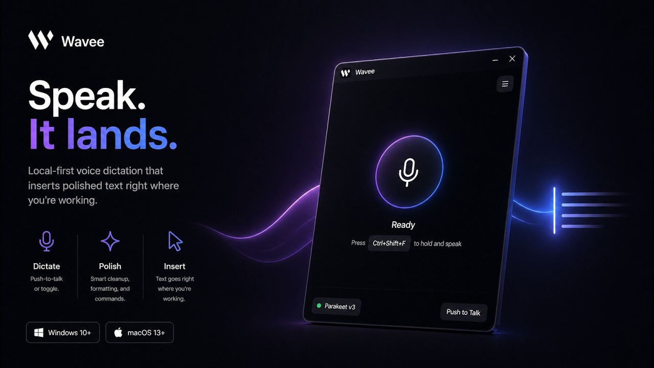 Wavee | Wave your voice & get text at your cursor