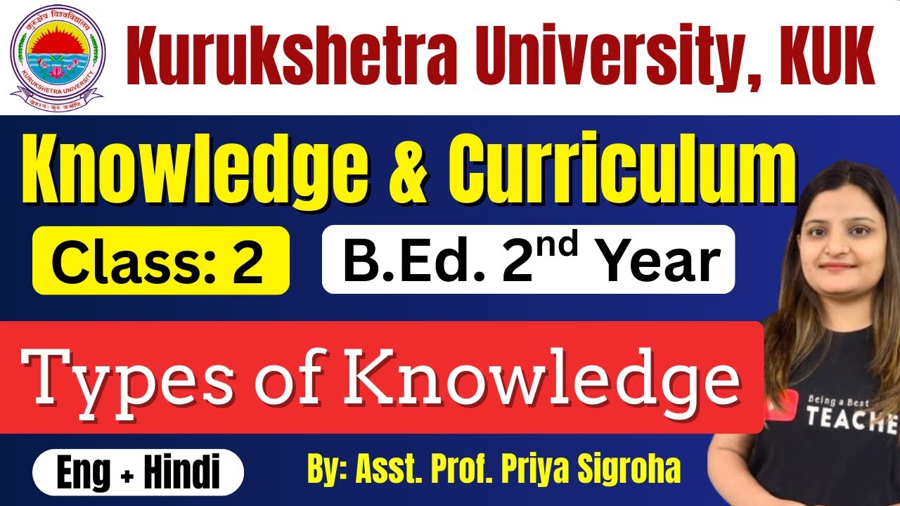 Types of Knowledge | KUK Knowledge & Curriculum Class- 2 | B.Ed. 2nd Year |