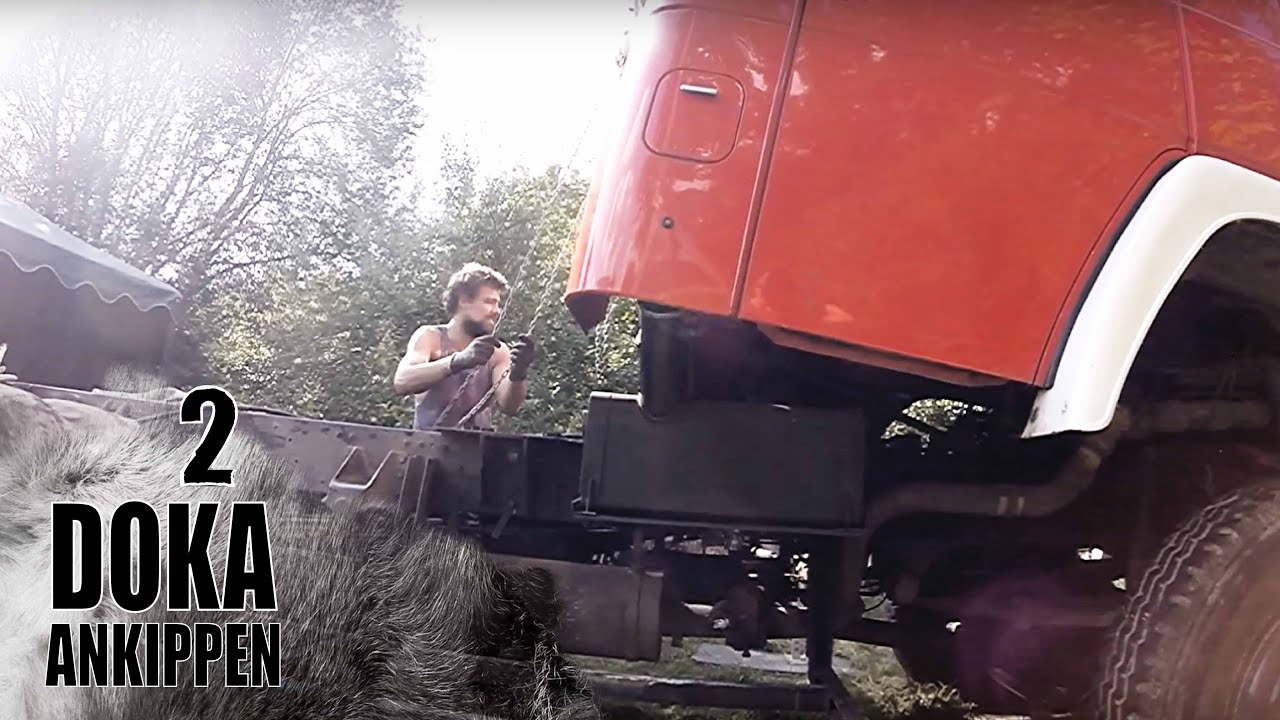 Umbau zum Allrad Wohnmobil, Magirus Deutz: 2. DoKa ankippen und Kardanwellen Demontage