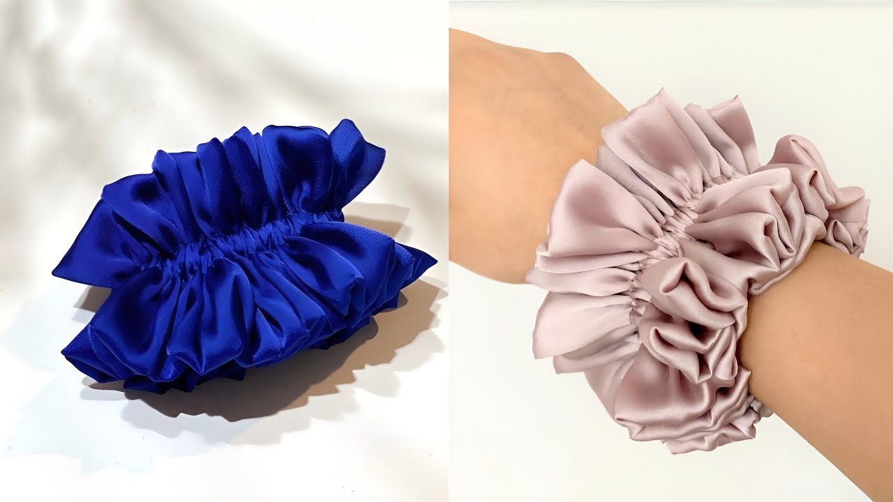 diy ruffle scrunchie/How to make a ruffle scrunchie in 5 minutes/ Very very easy method/rubber band
