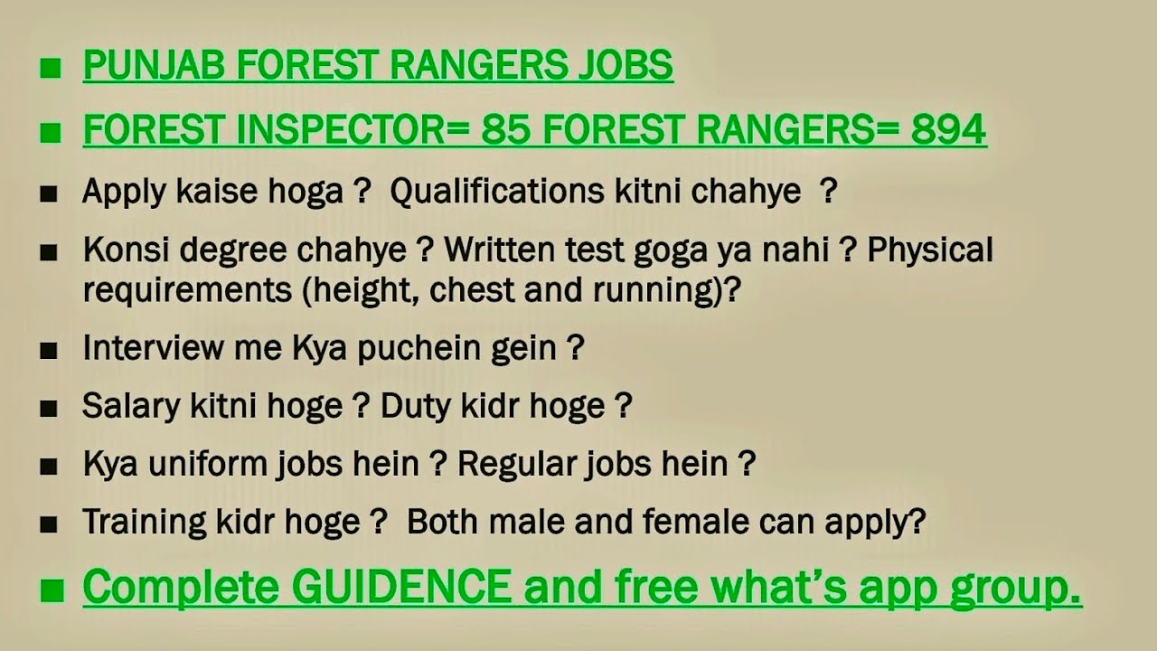 Punjab Forest Ranger Jobs 2026 🌳Full Division Wise Table & Details Apply, physical, test & interview