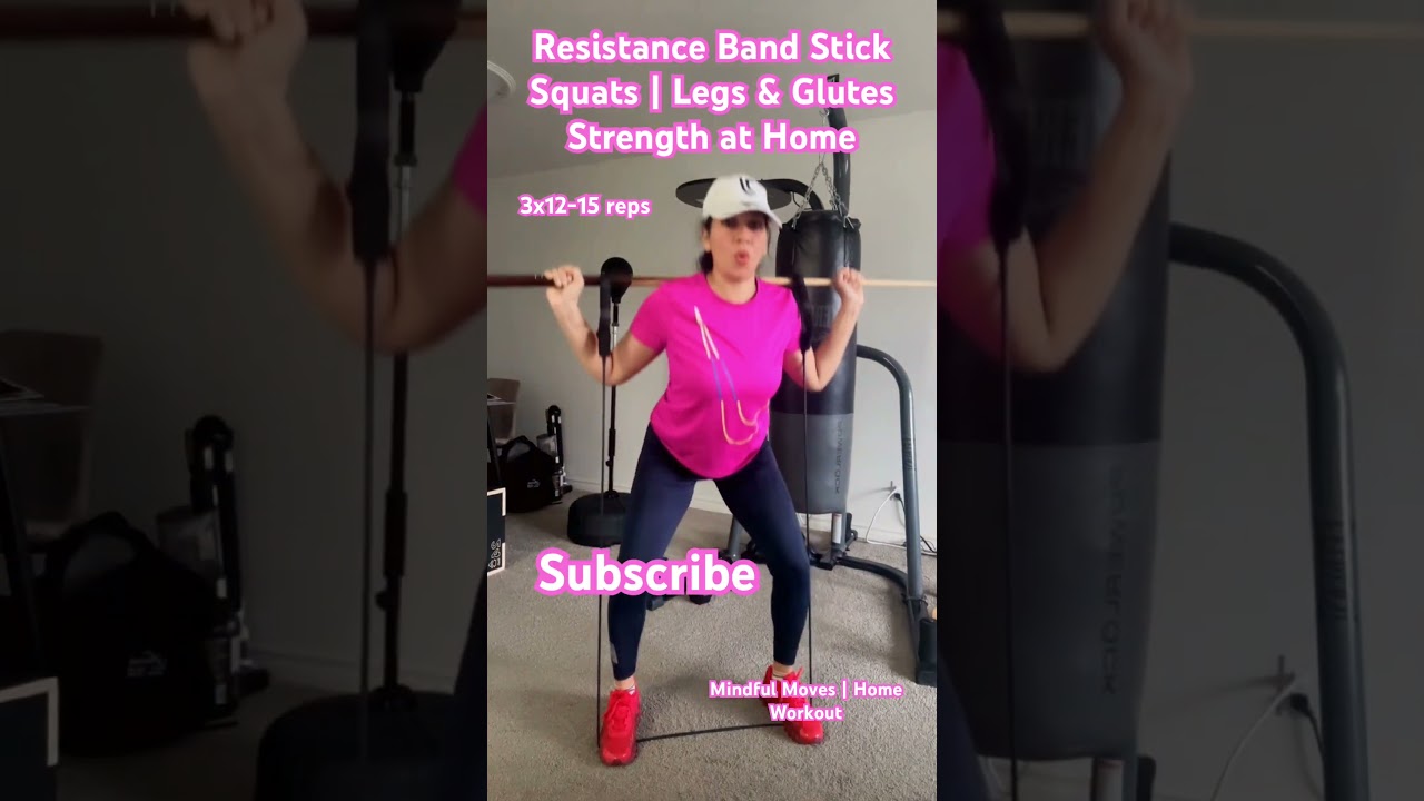 Resistance Band Stick Squats | Legs & Glutes Strength at Home