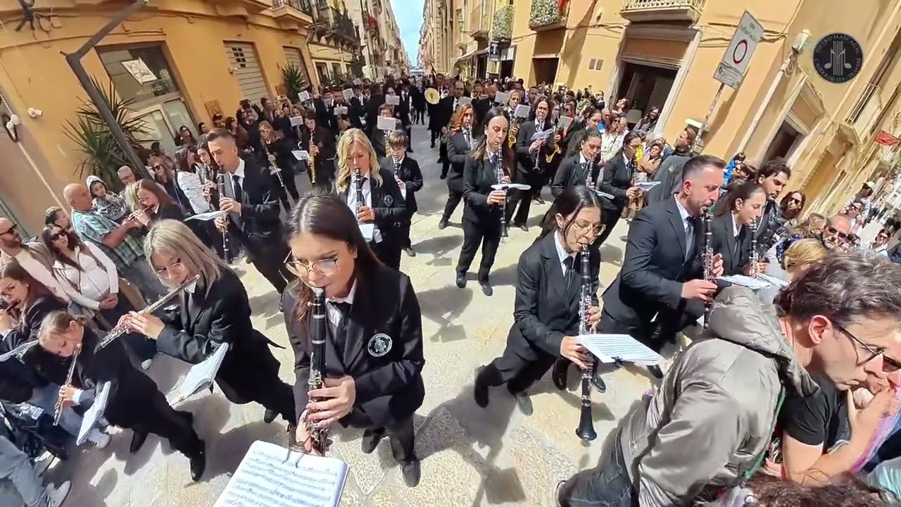Battesimo di Sangue -  marcia funebre - Banda M°Pietro Mascagni Trapani. Processione Misteri 2025