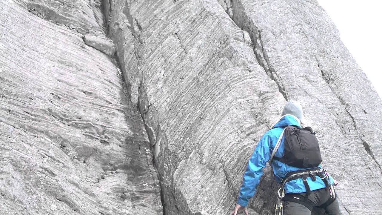 Climbing Overlapping Rib Route, Tryfan