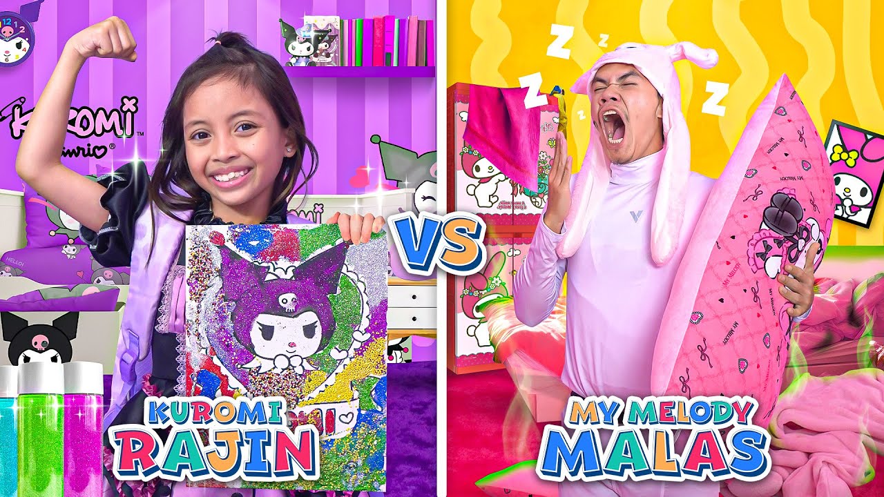 LEIKA KAMAR RAJIN VS TOMPEL KAMAR MALAS 😍 CHALLENGE DI KAMAR SERBA KUROMI DAN MY MELODY