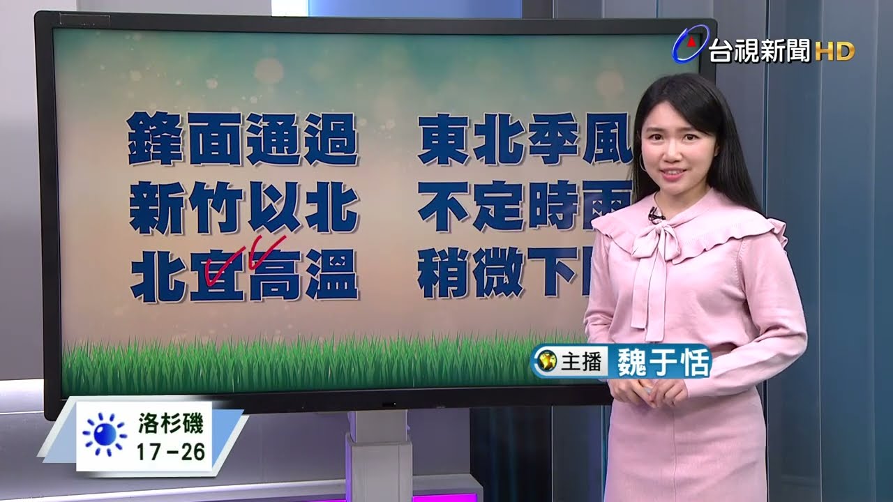 【0319台視午間氣象】今起變天! 鋒面+東北季風 北部濕涼