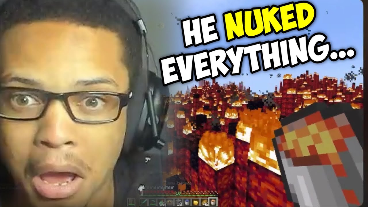 Technoblade VS 100 Minecraft YouTubers REACTION || TECHNOBLADE NUKED THE MAP