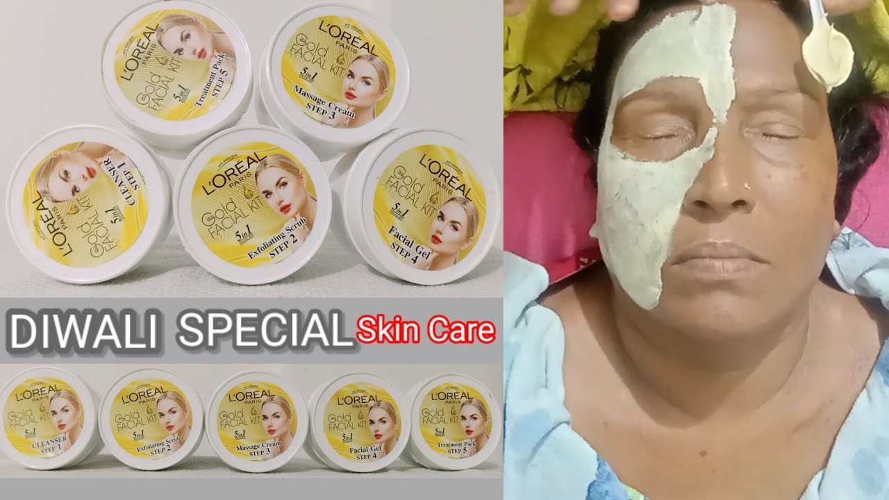 Diwali Special Skin Care/ Loreal Paris With Extra Glow/Gold Facial kit 5 in 1/ Fair & Glowing Skin