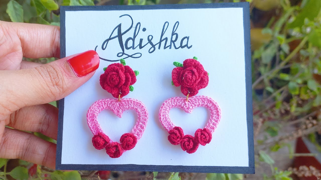 Beautiful 🌹💕 Crochet Rose Earrings for Valentine's Day | çok sevimli küçük tığ işi hediye 