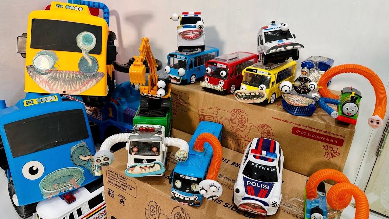 Mencari BUS HANTU, tayo little bus, kereta api laba laba