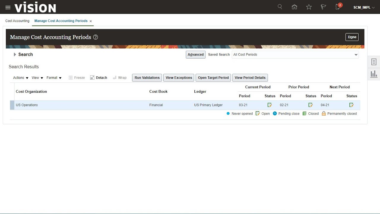 Как открыть период инвентаризации в Oracle Fusion Cloud Inventory Mgt? (в версии 21A)