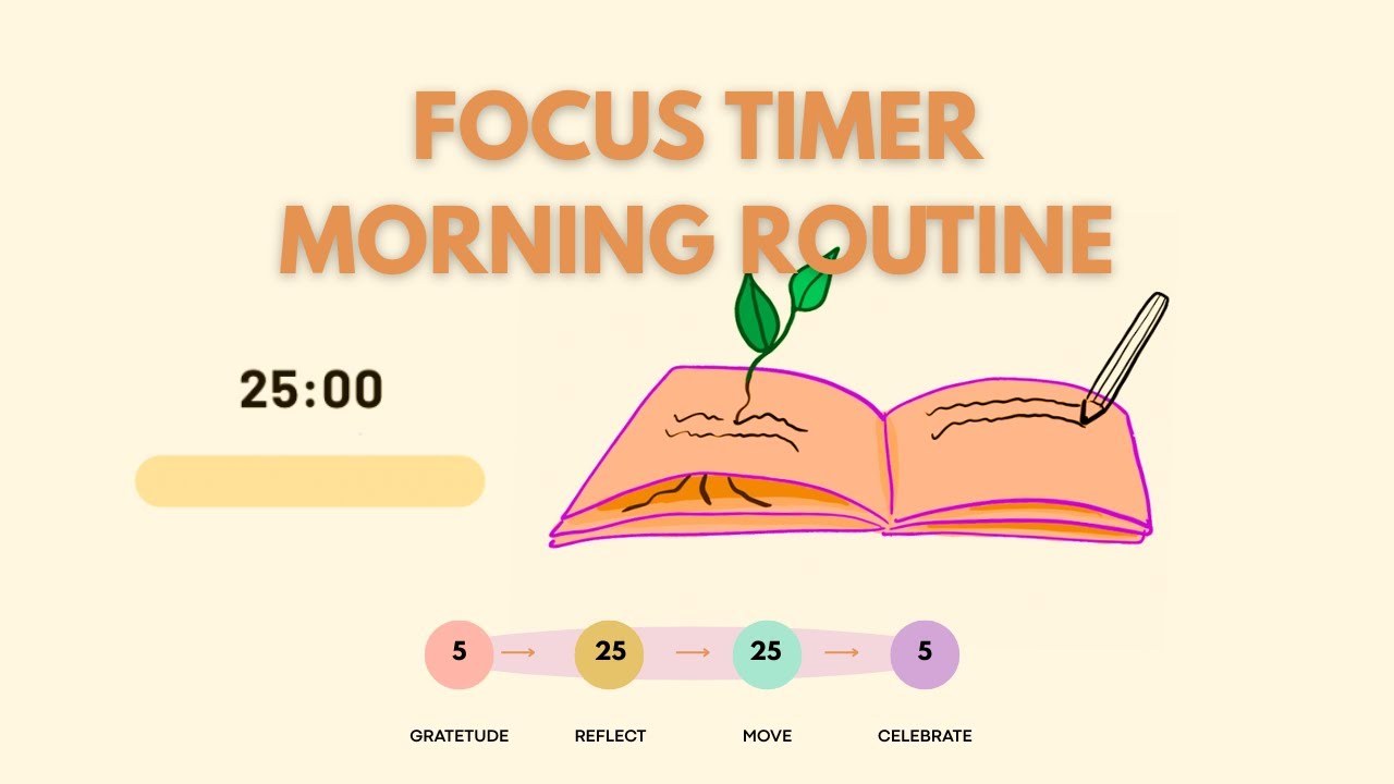 25 Min Morning Routine Focus Timer (Music) | Gratitude • Reflect • Move