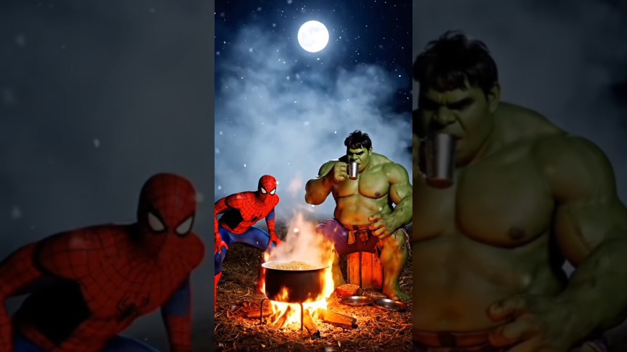 Halk or Spider-Man Full Masti Mein Party Chal Rahi Hai Thandi Ki Mausam Mein 