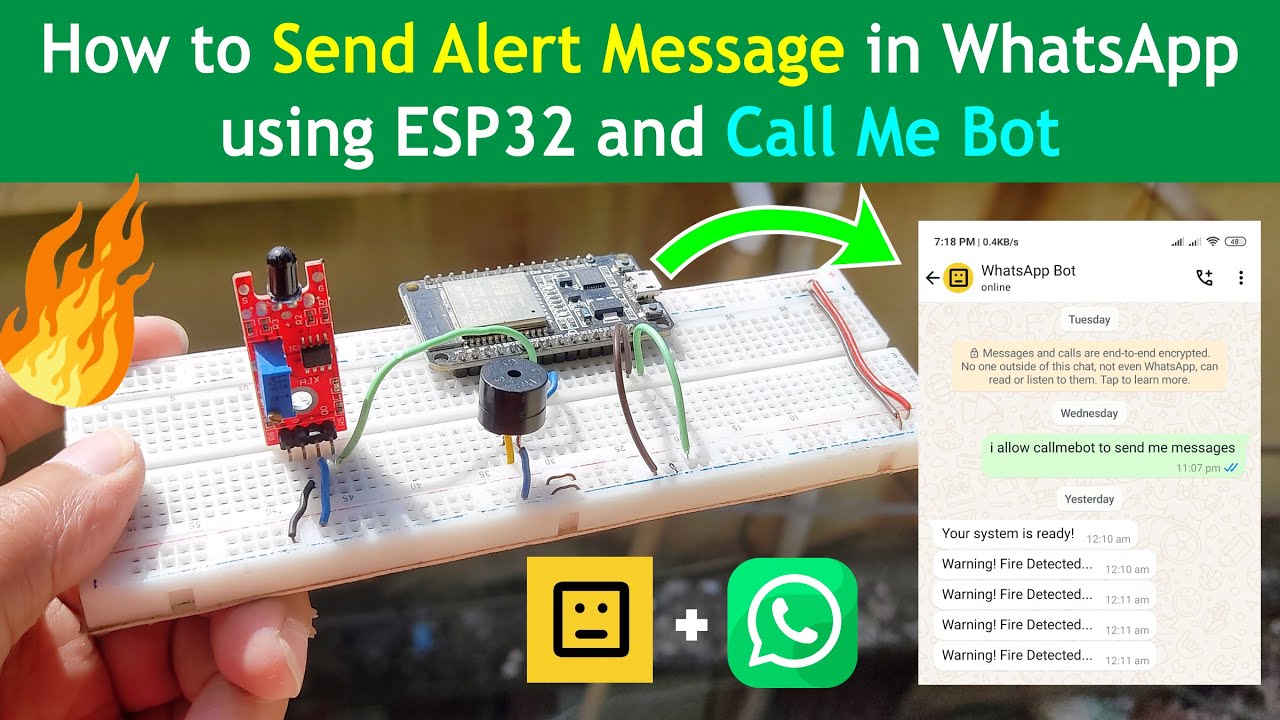 Уведомление о пожарной тревоге в WhatsApp с использованием ESP32 | Отправка оповещений ESP32 в Wh...