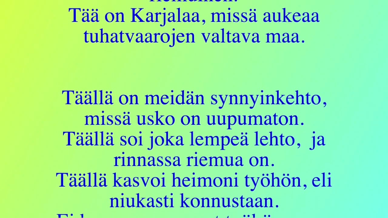 Kotikarjala, laulelma
