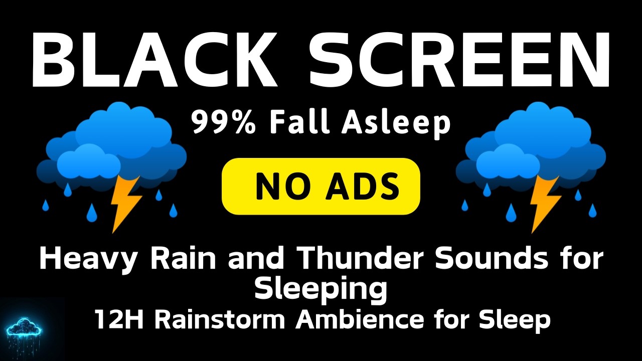 🔴Звуки сильного дождя и грома для сна | 12-часовая акустическая обстановка во время дождя для сна