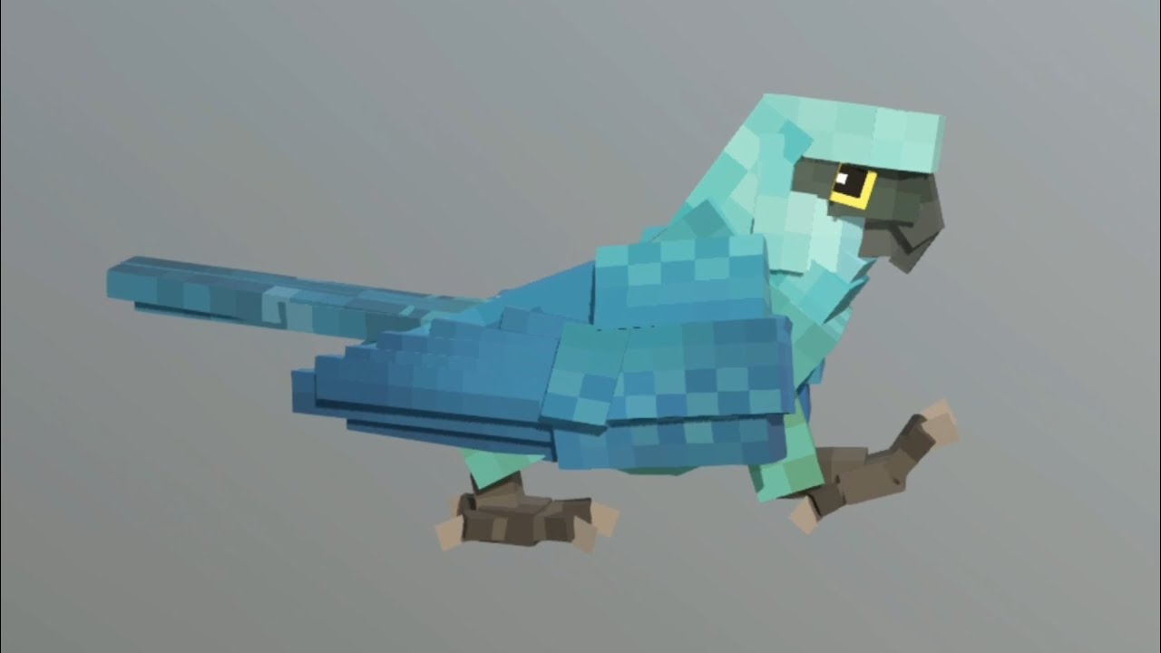 【Minecraft BE】Spix's macaw - animation showcase (Aviancraft: Parrots addon)
