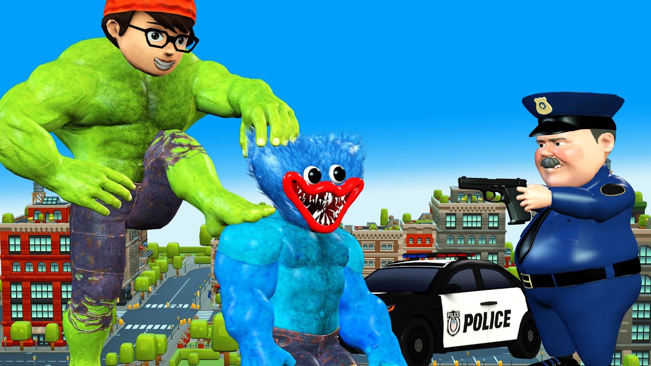 NickHulk Unjust in Prison & Giant Huggy Wuggy and Ice Scream 4 - Scary Teacher 3D Funny Police Story