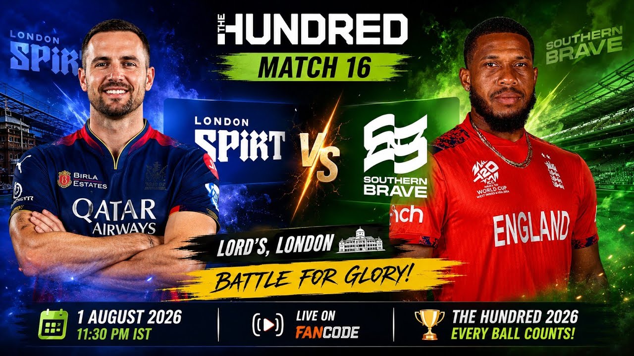 London Spirit vs Southern Brave Match 16 2026 | Pitch Report, The Hundred 2026 | Who Will Win?