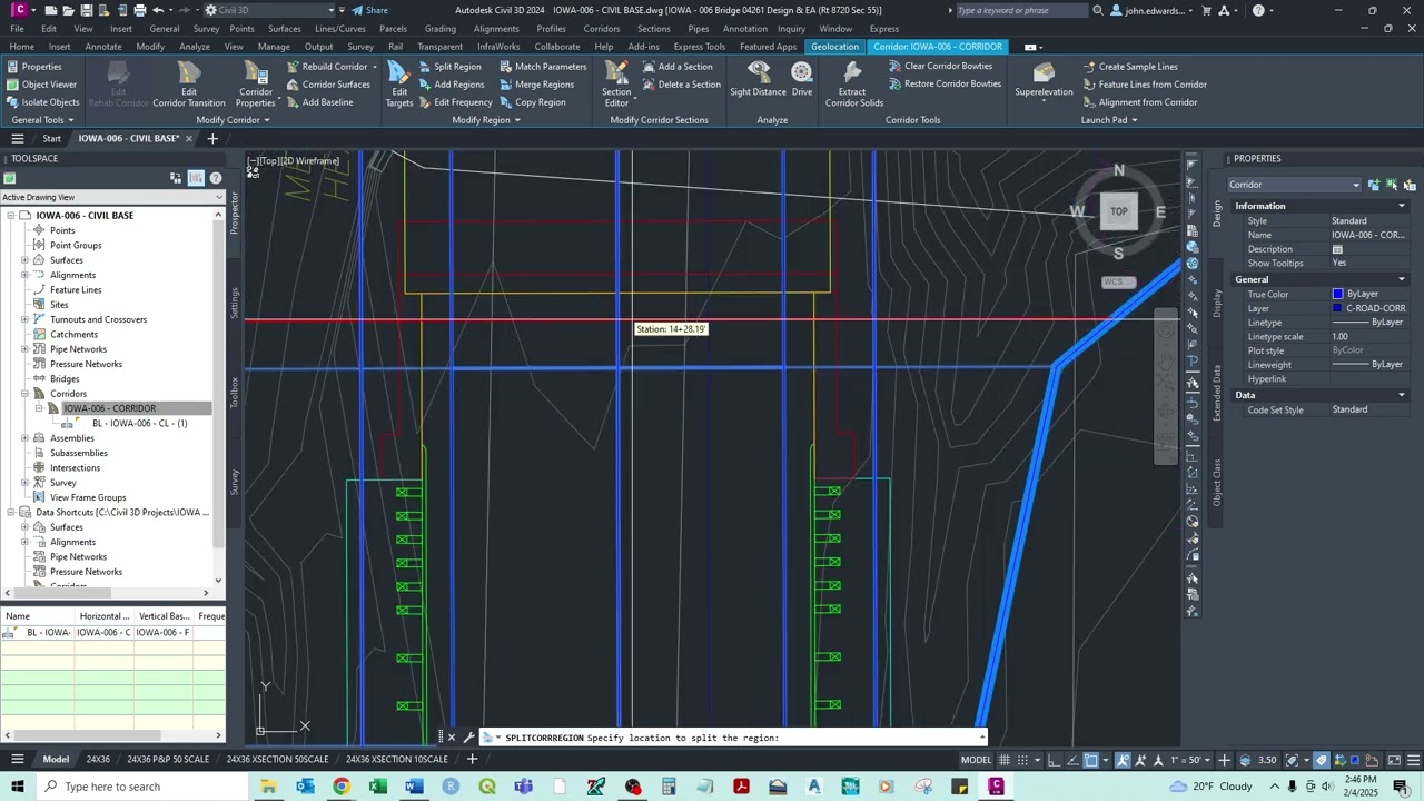 6-Civil3D Bridge Design Process - Creating Corridor Surfaces/Corridor Properties