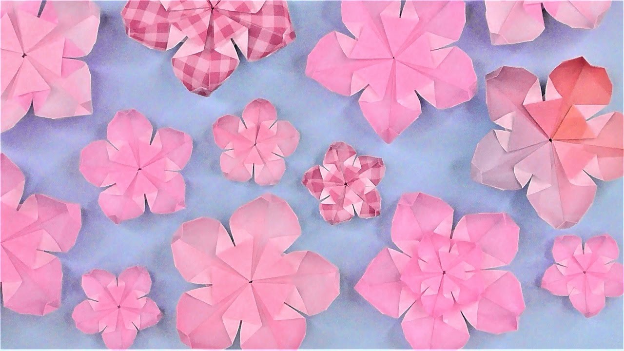 【折り紙 】桜の花 立体 折り方 Origami flower Cherry blossoms tutorial（NiceNo1）