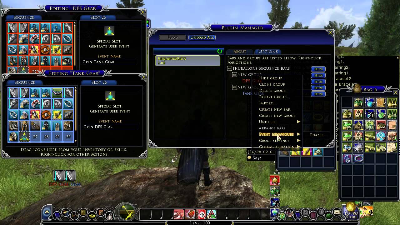 Using SequenceBars for fast gear-swapping