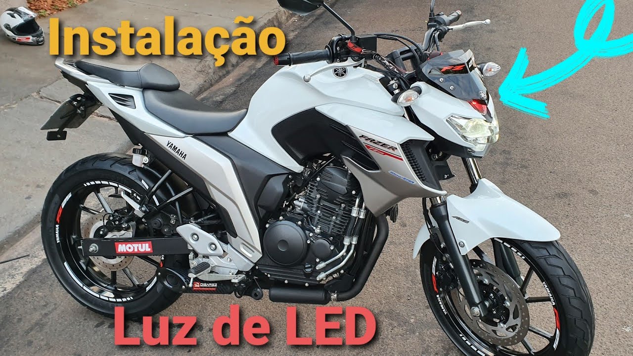 Luz de led no farol da Fazer 250 2018 Fz 25