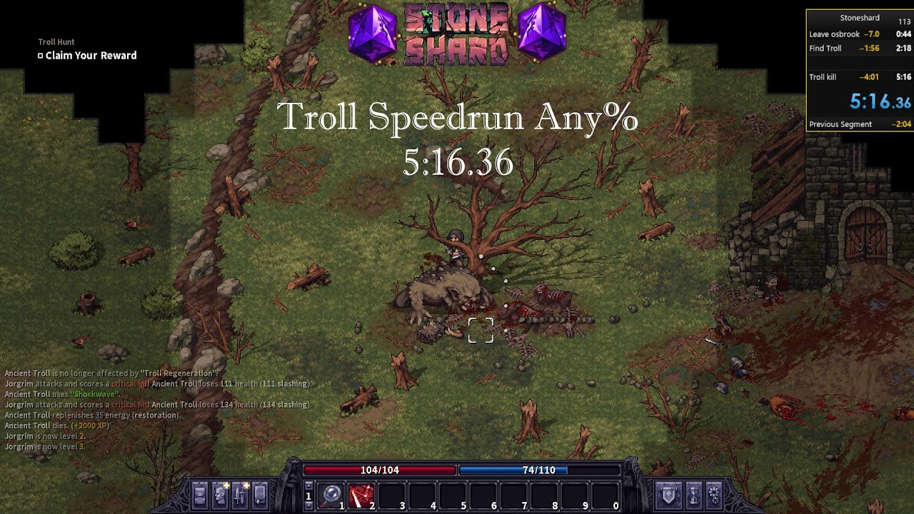 Stoneshard Ancient troll speedrun any% 5:16.36 (Patch 0.6.0.17)